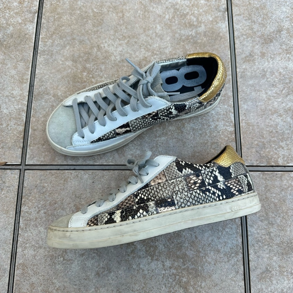 P448 John Python Snake Print White Leather Irides… - image 5